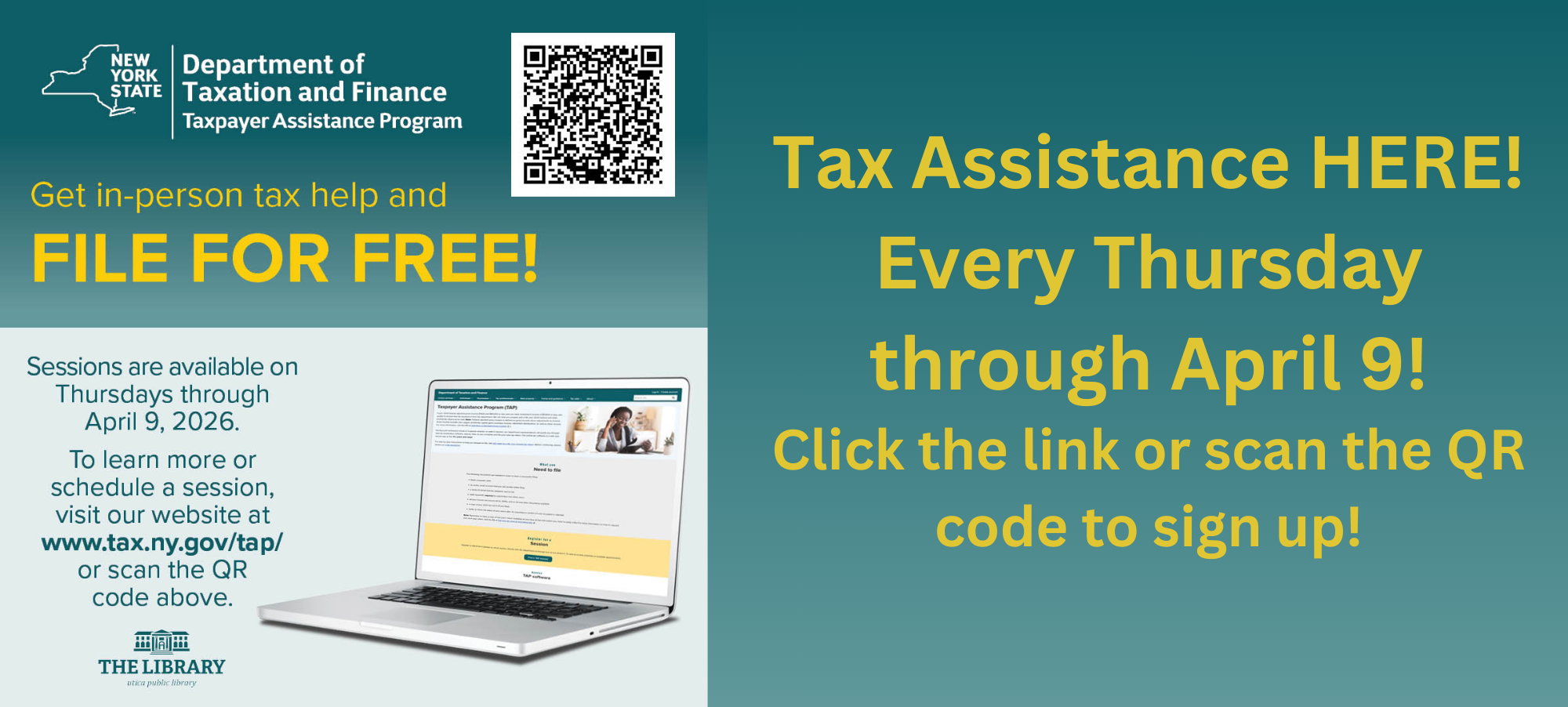 Tax Assistance is available at The Library